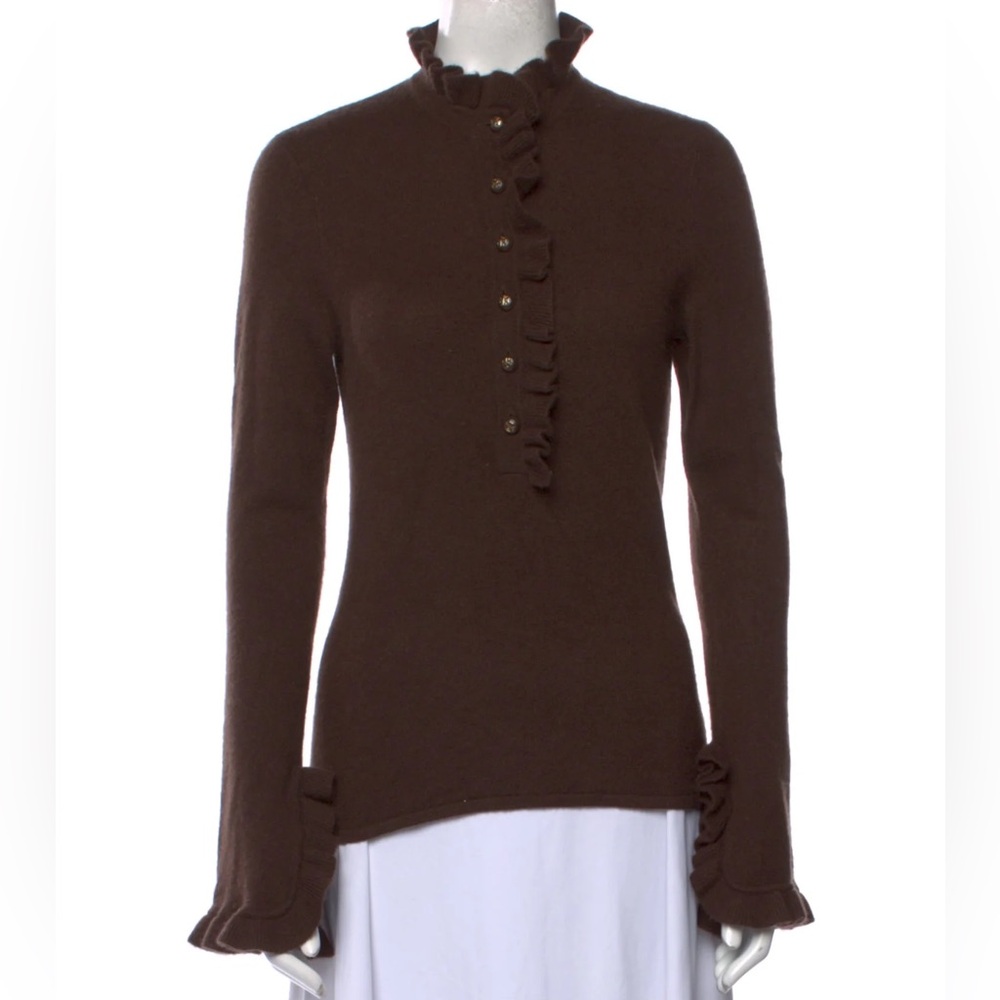 TORY BURCH 100% Cashmere Mock Neck Sweater